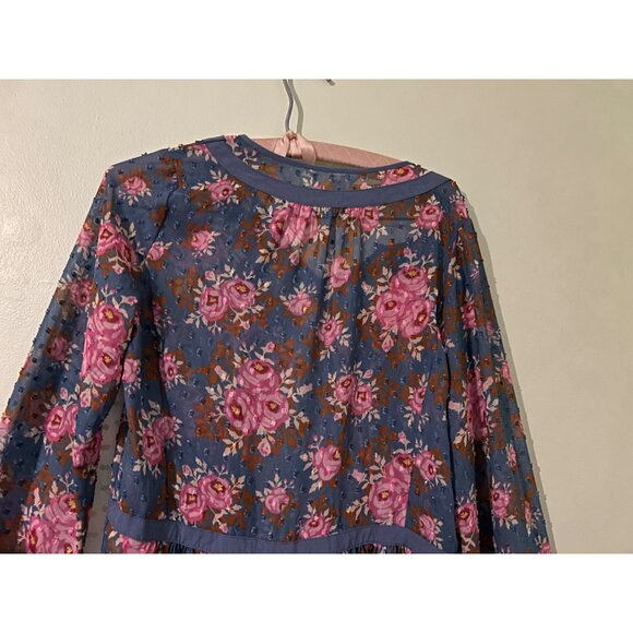 Matilda Jane Women’s Size XS Blue Pink Floral Midi Dress Indie Boho Peasant - Picture 13 of 15